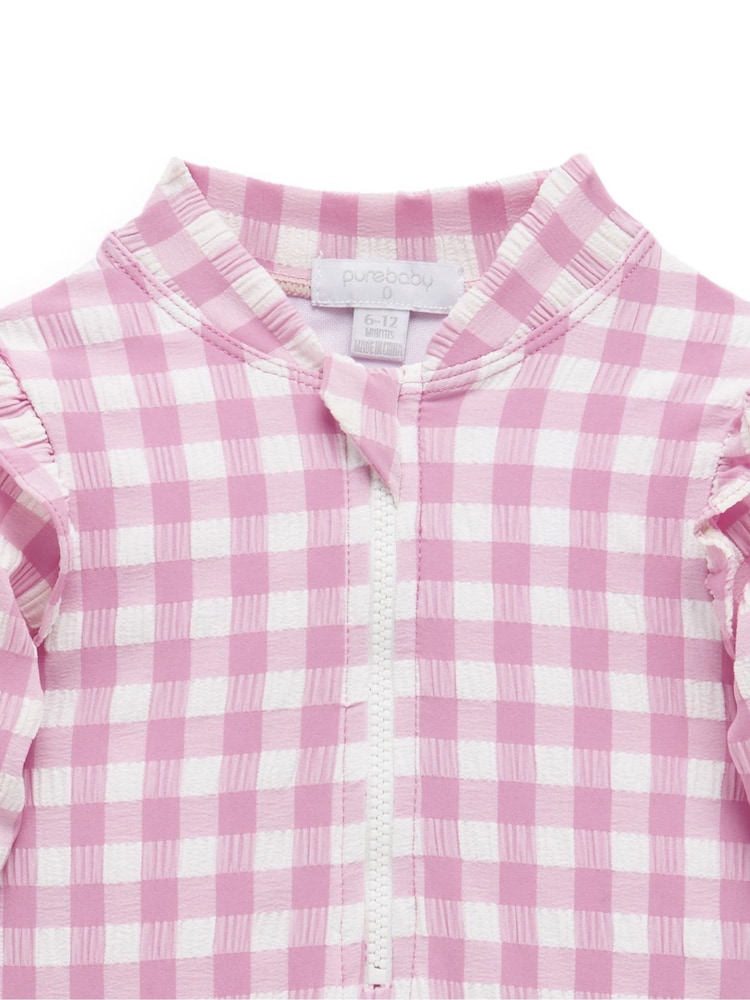 Purebaby Pink Frilly Long Sleeve Swimsuit - Image 5 of 5 Purebaby Pink Frilly Long Sleeve Swimsuit - Image 5 of 5