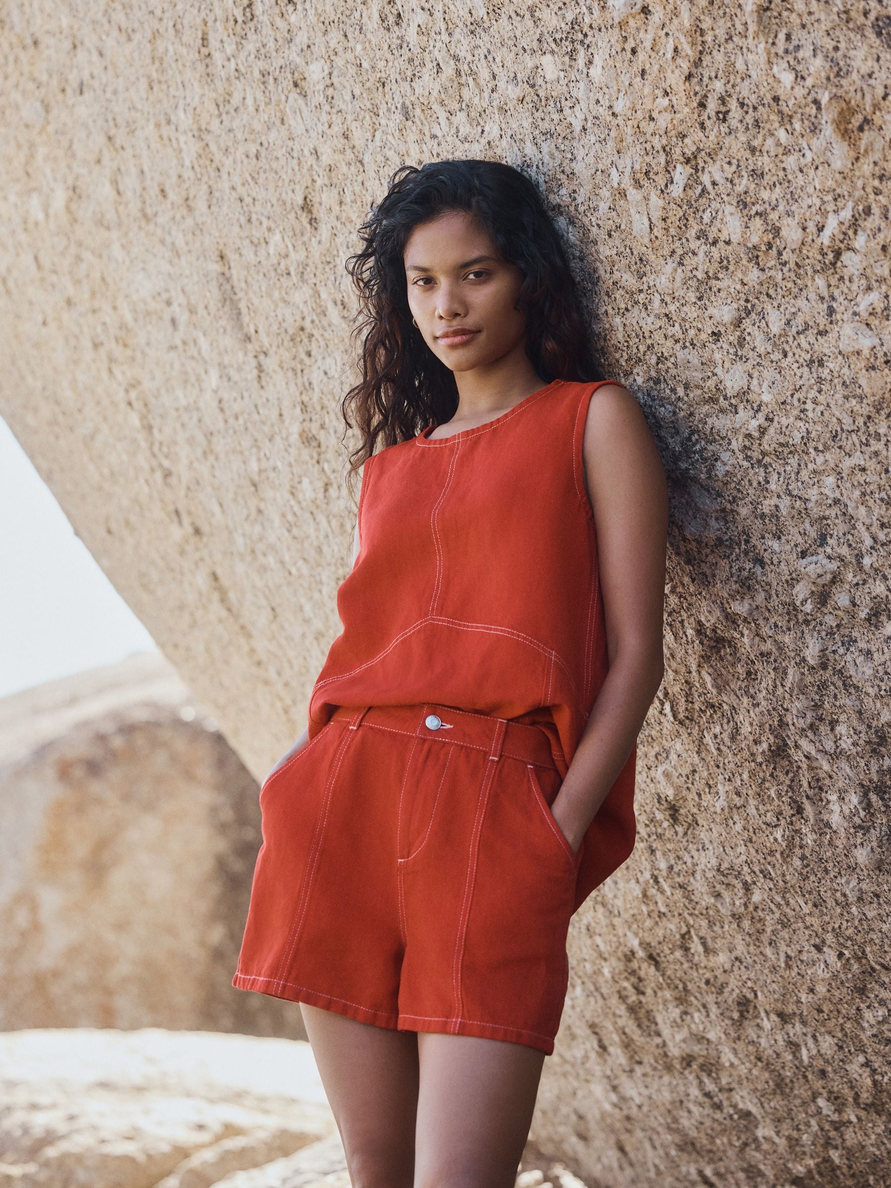 Buy Red Tailored Denim Shorts from Next Israel