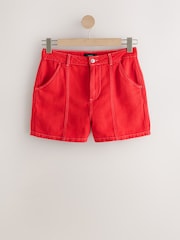 Red Tailored Denim Shorts - Image 1 of 4