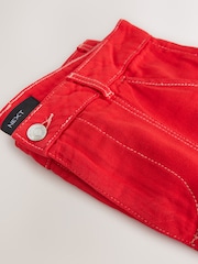 Red Tailored Denim Shorts - Image 3 of 4