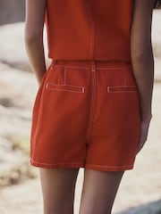 Red Tailored Denim Shorts - Image 5 of 9