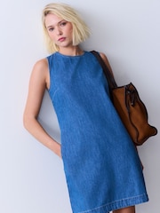 Mid Blue Mini Shift Denim Dress - Image 1 of 4