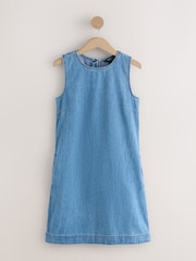 Mellemblå - Mini Shift Denim Kjole - Billede 5 af 8