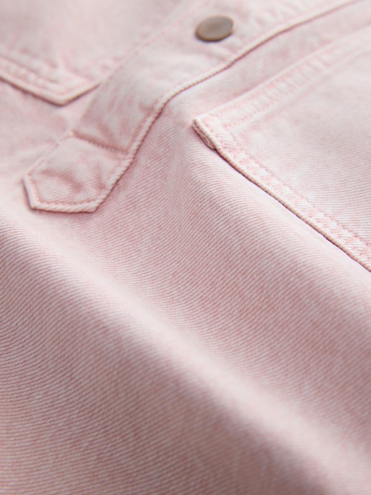 Light Pink Short Sleeve Utility Denim Mini Dress - Image 2 of 3