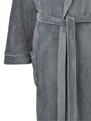 Savile Row Company Grey Lightweight Soft Fleece Rope Edge Dressing Gown - Image 4 of 5
