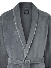 Savile Row Company Grey Lightweight Soft Fleece Rope Edge Dressing Gown - Image 5 of 5