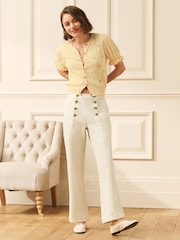 Laura Ashley Button Front High Waisted Jeans - 圖片 1/3