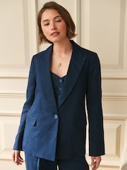 Laura Ashley Navy Linen Blazer - Image 1 of 4