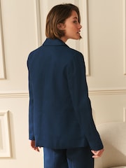 Laura Ashley Navy Linen Blazer - Image 3 of 4