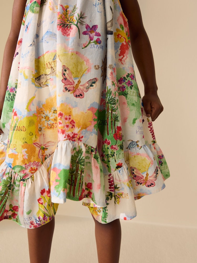 Map Print Strappy Summer Dress (3-16yrs) - Image 5 of 5
