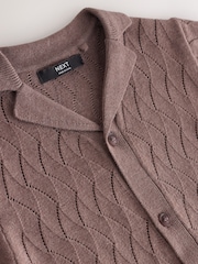 Marrón chocolate - Polo de punto con cuello de Revere texturizado (3-16 años) - Imagen 3 de 4