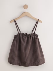Brown Stripe Strappy Denim Top - Image 5 of 7