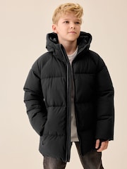 Black Microfleece Lined Padded Coat (3-17yrs) - Image 1 of 7