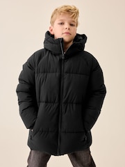 Black Microfleece Lined Padded Coat (3-17yrs) - Image 6 of 7