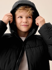 Black Microfleece Lined Padded Coat (3-17yrs) - Image 7 of 7