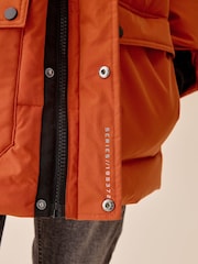 Orange Heavyweight Shower Resistant Faux Fur Trim Parka Coat (3-16yrs) - Image 10 of 15