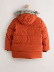 Orange Heavyweight Shower Resistant Faux Fur Trim Parka Coat (3-16yrs) - Image 13 of 15
