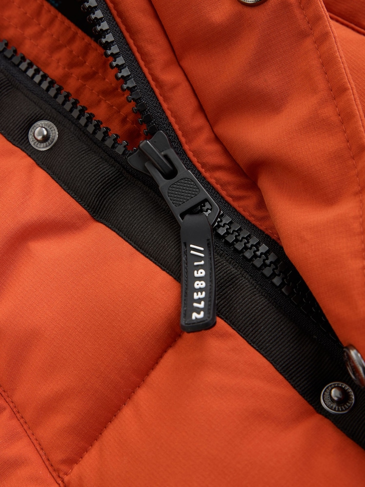 Orange Heavyweight Shower Resistant Faux Fur Trim Parka Coat (3-16yrs) - Image 15 of 15