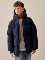 Navy Microfleece Lined Padded Coat (3-17yrs) - Image 1 of 11