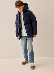 Navy Microfleece Lined Padded Coat (3-17yrs) - Image 2 of 11