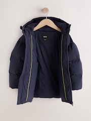 Navy Microfleece Lined Padded Coat (3-17yrs) - Image 7 of 11