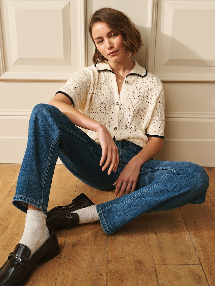 Laura Ashley Ecru Button Through Polo Shirt - Image 1 of 7