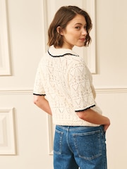 Laura Ashley Ecru Button Through Polo Shirt - Image 3 of 7