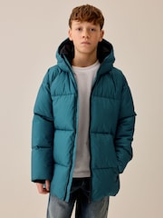 Teal Blue Microfleece Lined Padded Coat (3-17yrs) - Image 1 of 11