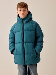 Teal Blue Microfleece Lined Padded Coat (3-17yrs) - Image 2 of 11