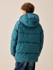 Teal Blue Microfleece Lined Padded Coat (3-17yrs) - Image 3 of 11