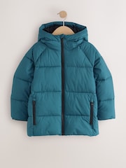 Teal Blue Microfleece Lined Padded Coat (3-17yrs) - Image 7 of 11