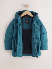 Teal Blue Microfleece Lined Padded Coat (3-17yrs) - Image 8 of 11
