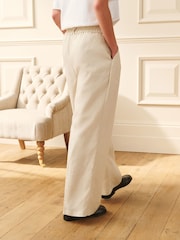 Laura Ashley Cream Linen Wide Leg Trousers - Image 3 of 8