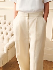 Laura Ashley Cream Linen Wide Leg Trousers - Image 5 of 8
