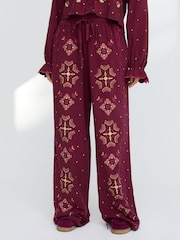 Raffya Purple Penny Wide Leg Embroidered Trousers - Image 4 of 6