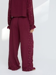Raffya Purple Penny Wide Leg Embroidered Trousers - Image 6 of 6