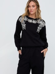Raffya Black Marmalade Long Sleeves Embroidered Sweatshirt - Image 4 of 6