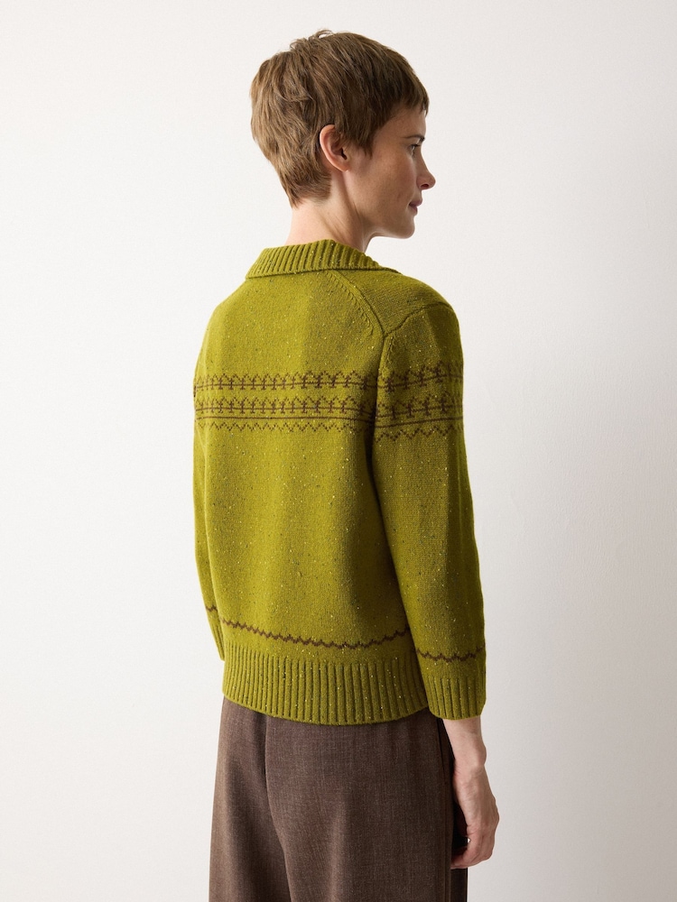 Jigsaw Green Donegal V Collar Top - Image 2 of 7 Jigsaw Green Donegal V Collar Top - Image 2 of 7