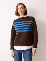 Jigsaw Brown Stripe Guernsey Jumper - Image 1 of 5