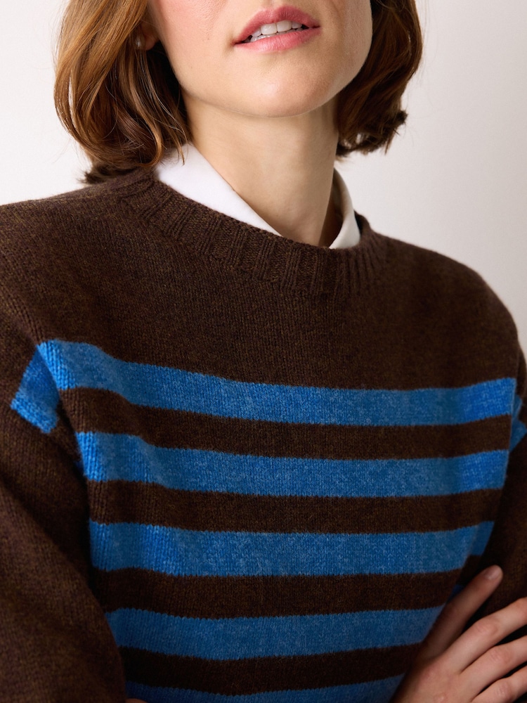Jigsaw Brown Stripe Guernsey Jumper - Image 2 of 5