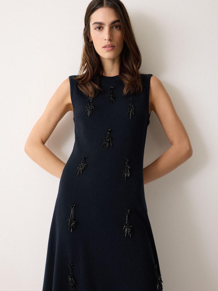 Buy Jigsaw Blue Embellished Knitted Dress from Next France Buy Jigsaw Blue Embellished Knitted Dress from Next France