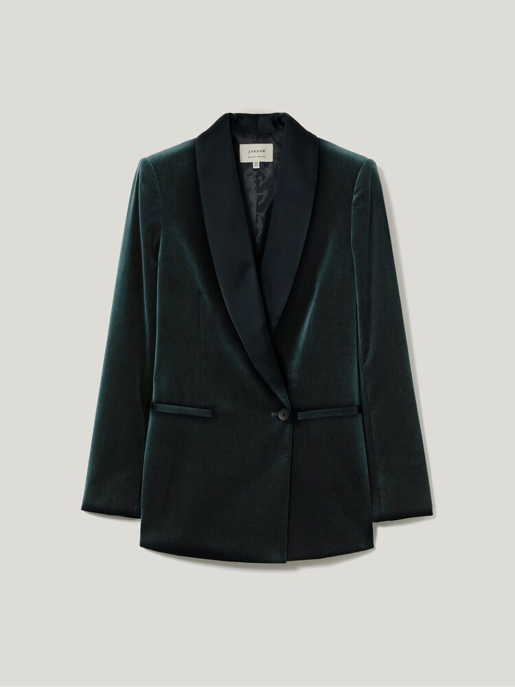 Jigsaw Green Velvet Satin Shawl Blazer - Image 5 of 5 Jigsaw Green Velvet Satin Shawl Blazer - Image 5 of 5
