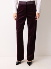 Jigsaw Purple Velvet Satin Tailored Trousers - Image 1 of 6