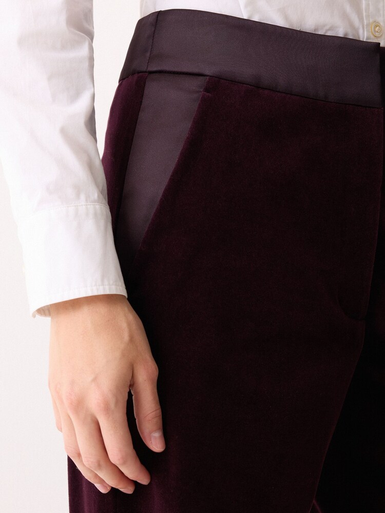 Jigsaw Purple Velvet Satin Tailored Trousers - Image 2 of 6