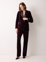 Jigsaw Purple Velvet Satin Tailored Trousers - Image 4 of 6