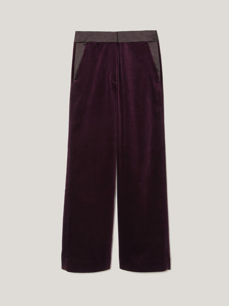Jigsaw Purple Velvet Satin Tailored Trousers - Image 6 of 6