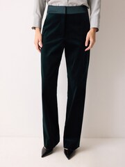 Jigsaw Green Velvet Satin Tailored Trousers - Image 1 of 5