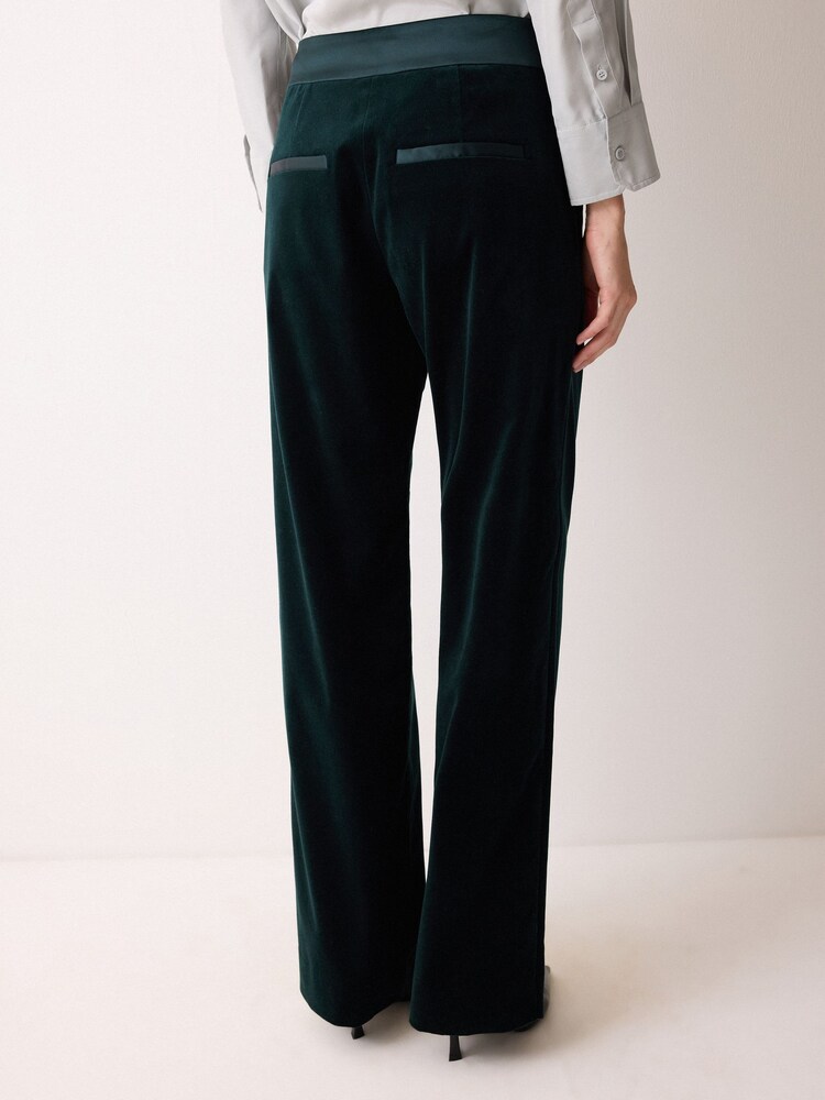 Jigsaw Green Velvet Satin Tailored Trousers - Image 2 of 5