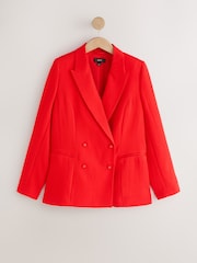 Red Relaxed Double Breasted Crinkle Blazer - Image 6 of 8