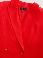 Red Relaxed Double Breasted Crinkle Blazer - Image 7 of 8